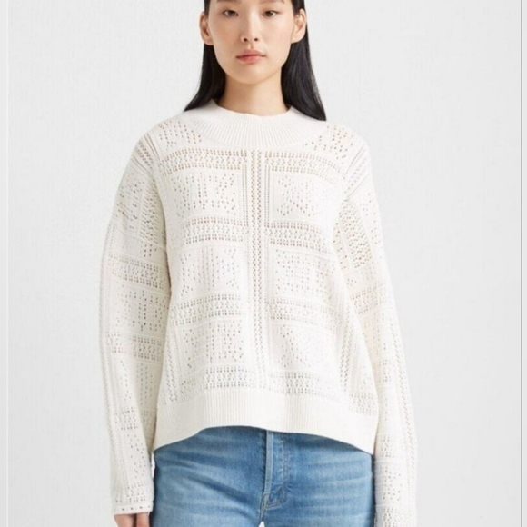 Club Monaco Pointelle Stitch Oversized Sweater - Picture 1 of 8